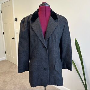Vintage 80s wool blend Quark Italian Women's Blazer size 11 charcoal gray